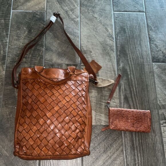 Nwt Anthropologie Vilenca Holland Woven Leather Tote and Wallet Set - Picture 2 of 10